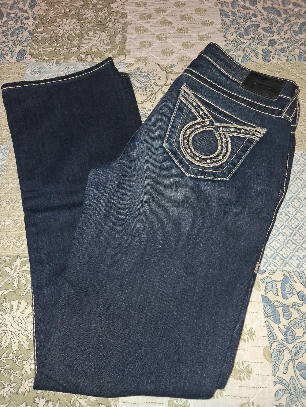 BIG STAR NEW HAZEL BOOT DARK INDIGO RHINESTONE POCKET LOW RISE JEANS